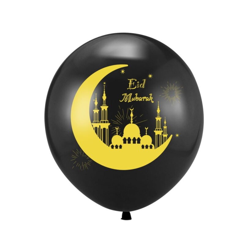 10pcs Eid Mubarak Black 12" Latex Balloon for Eid Celebrations