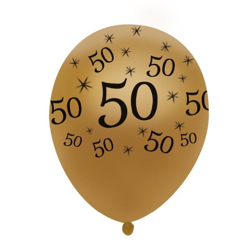 10pcs Golden 50th Anniversary 12" Latex Balloon for Milestone Celebrations
