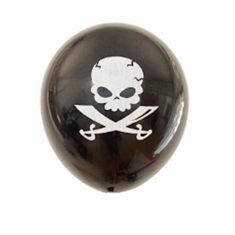 Balloons City Halloween Skull & Crossbones Latex Balloons, 12" Black 10-Pack Party Decor