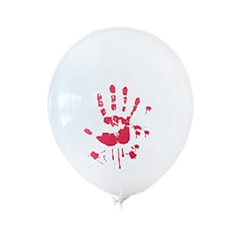 10pcs Halloween White Latex Balloon with Red Bloody Hand Halloween Party Balloons and Decorations