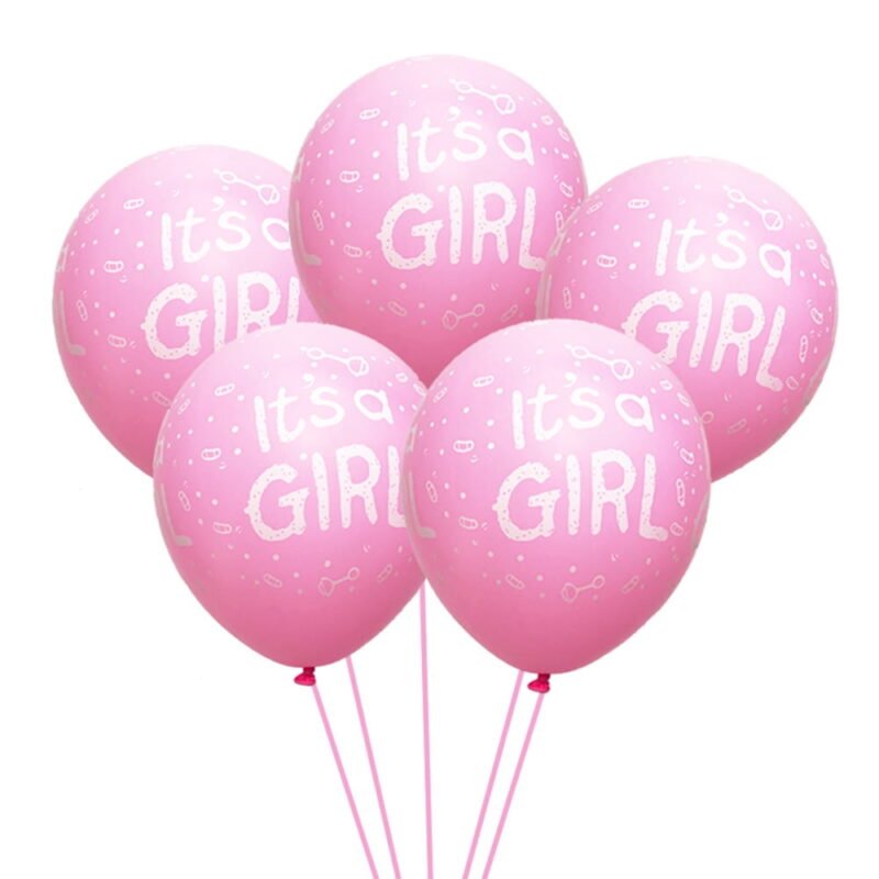 10pcs It's a Girl Pink Latex Balloon Baby Shower Balloons and Girl Themed Party Supplies