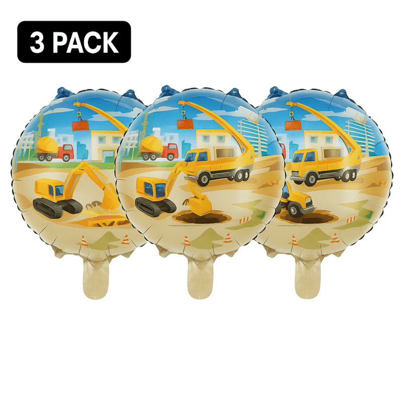 18" Construction-Themed Mylar Foil Balloon for Party Decorations
