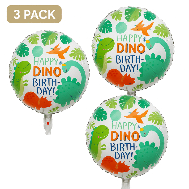 18" Happy Birthday Dinosaur Shaped Mylar Foil Balloon
