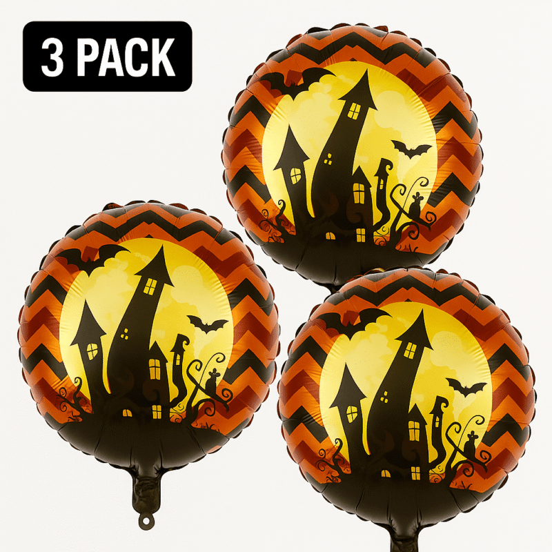 Halloween Haunted House Foil Balloons 3 Pack Orange Black Party Decor balloons