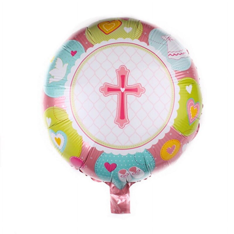 18" Pink Cross Religious Mylar Foil Balloon for Religious Celebrations