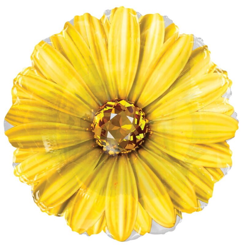 18" Yellow Rhinestone Daisy Flower Print Helium Foil Balloon (5Pack)