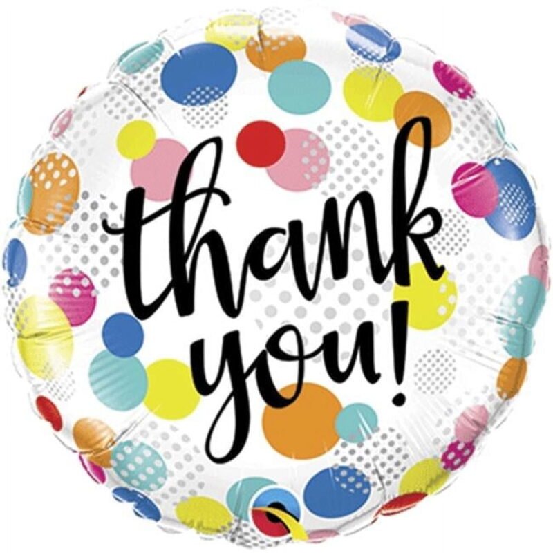 18 inch Thank You Dots Upon Dots Qualatex Foil Mylar Balloon - Party Supplies Decorations