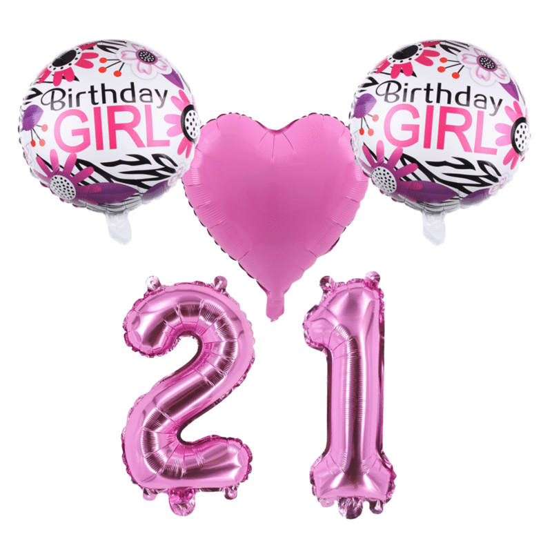 21st Birthday Girl Foil Balloon Set Pink Number Balloons Party Decor