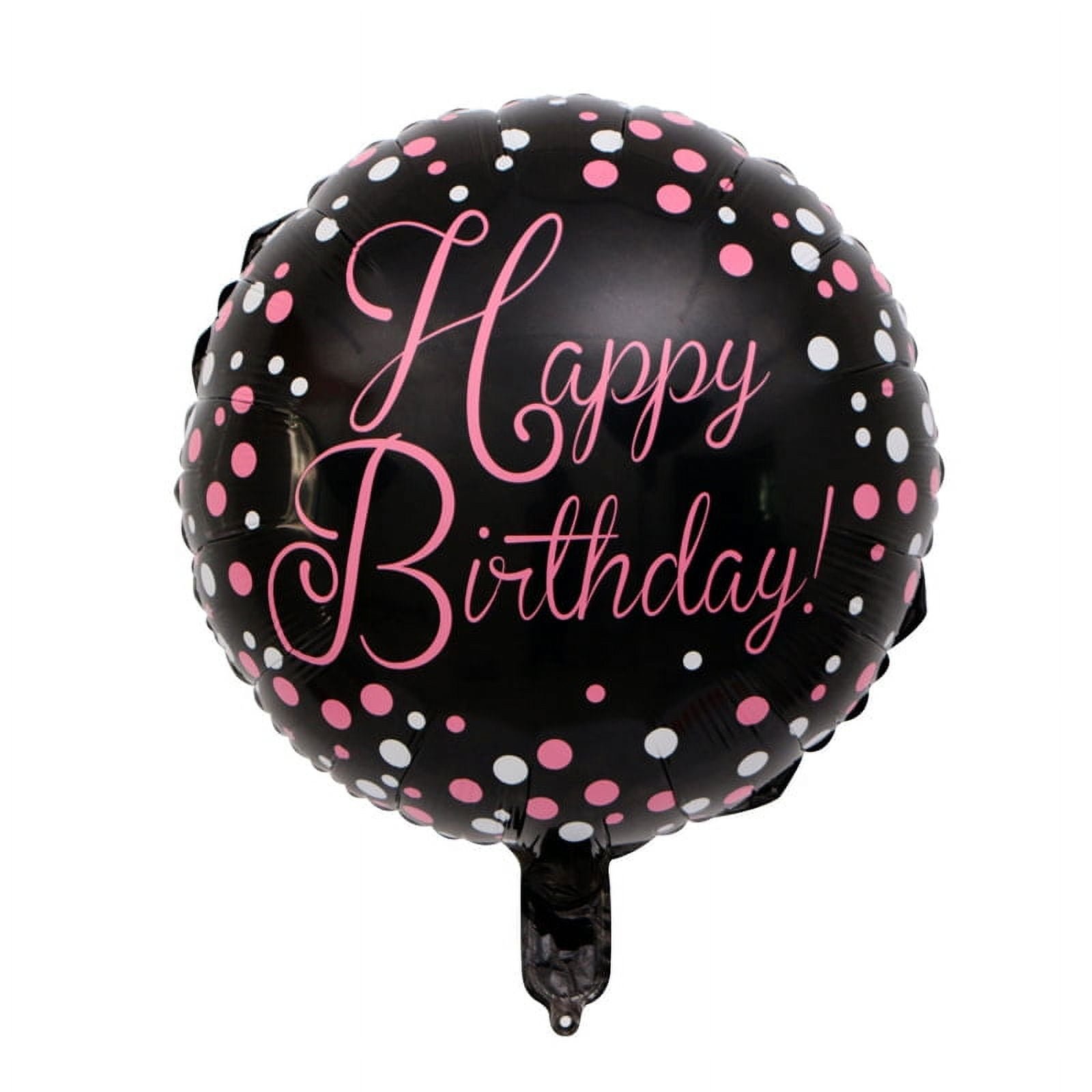Happy Birthday Party Balloons 3 Pack Pink Black Dots Foil balloons - Image 2