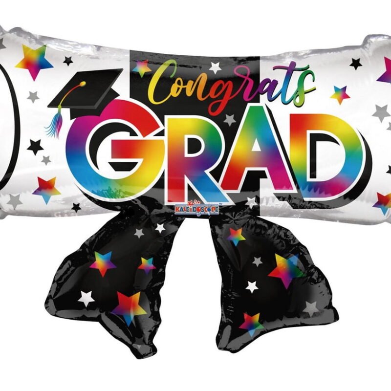28" Large Grad Multi Color Diploma Shape Helium Foil Graduation Balloon