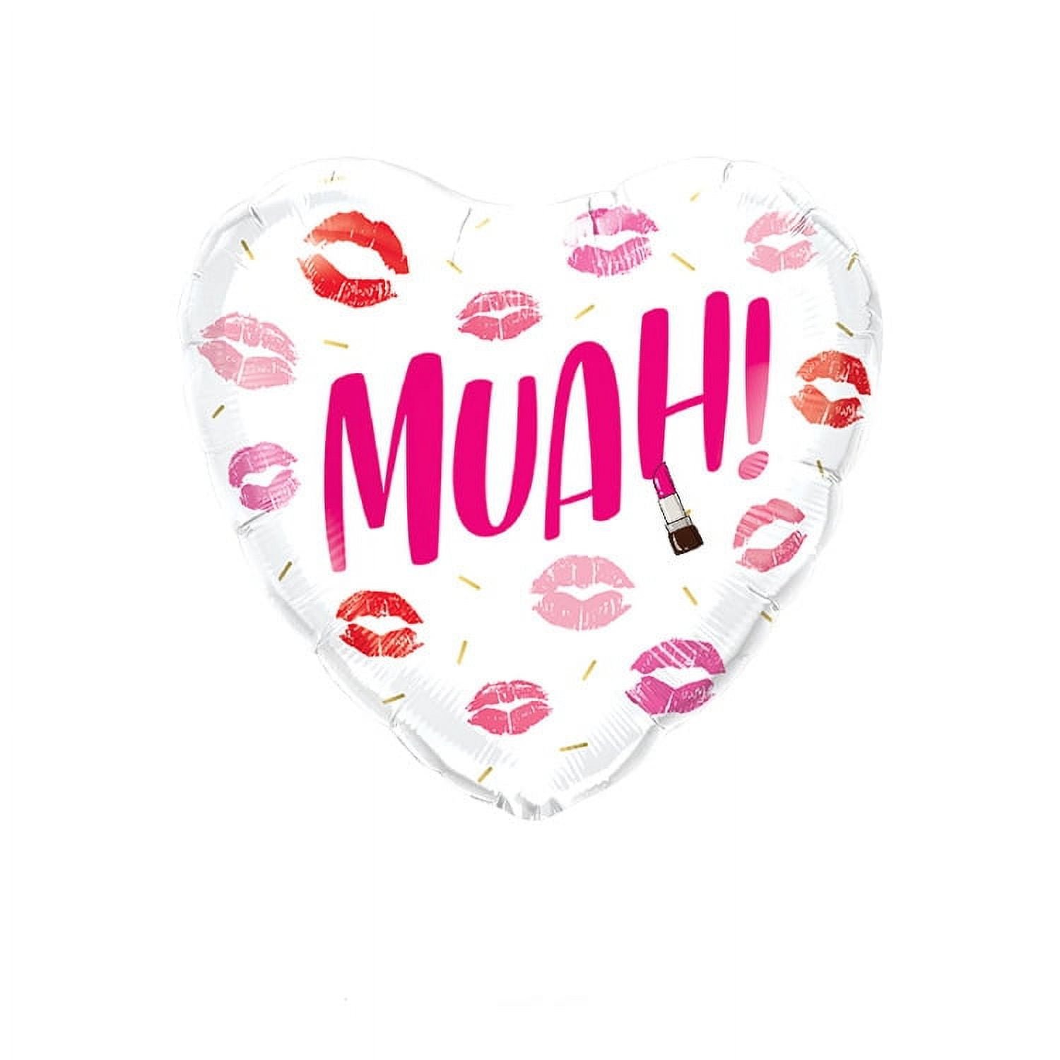 Muah Heart Shaped 18" Foil Balloon for Romantic Celebrations Mylar Balloon - Image 2