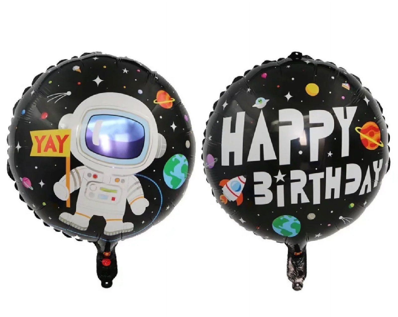 Astronaut Number 8 Birthday Party Balloons Black Silver Foil Set - Image 2