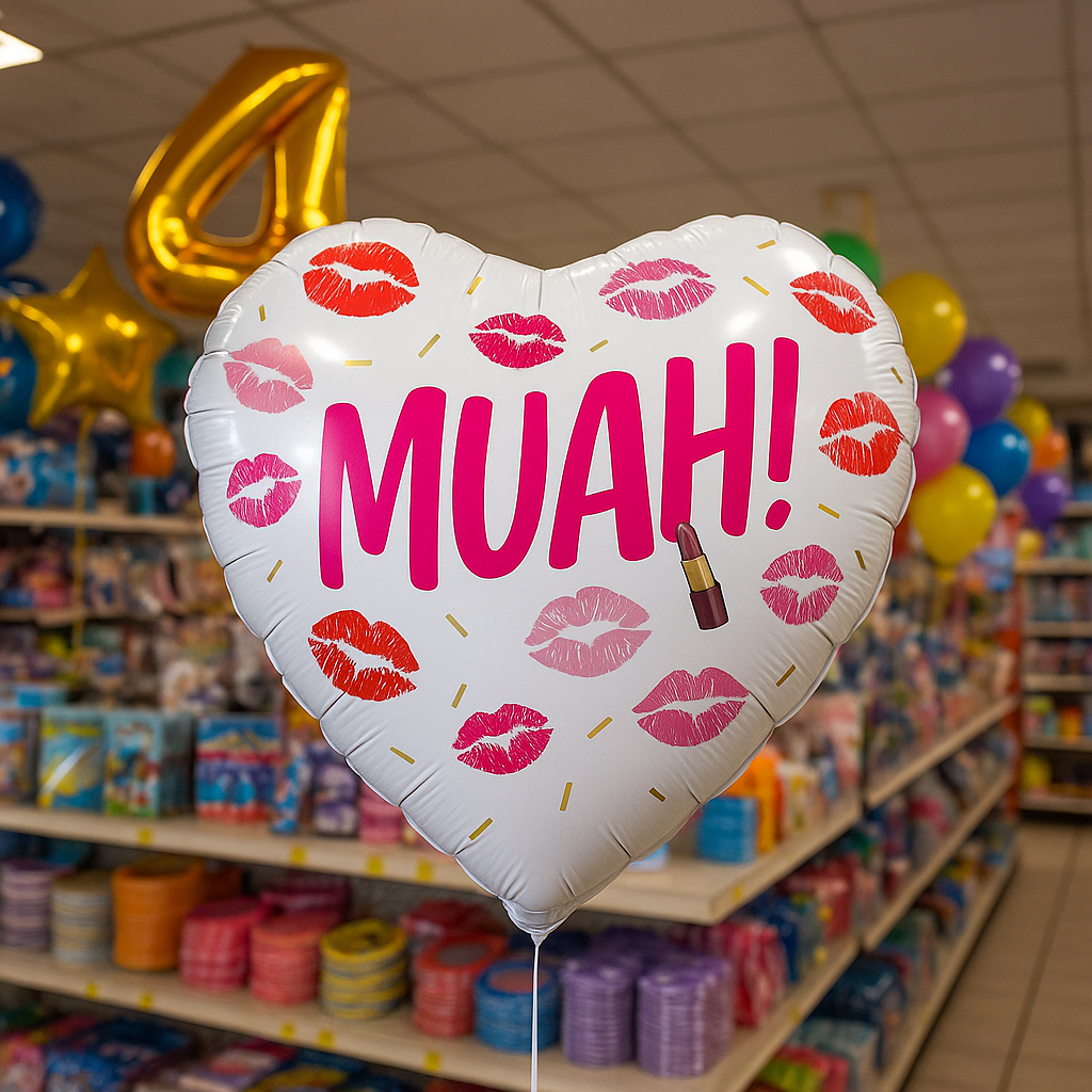 Muah Heart Shaped 18" Foil Balloon for Romantic Celebrations Mylar Balloon - Image 3