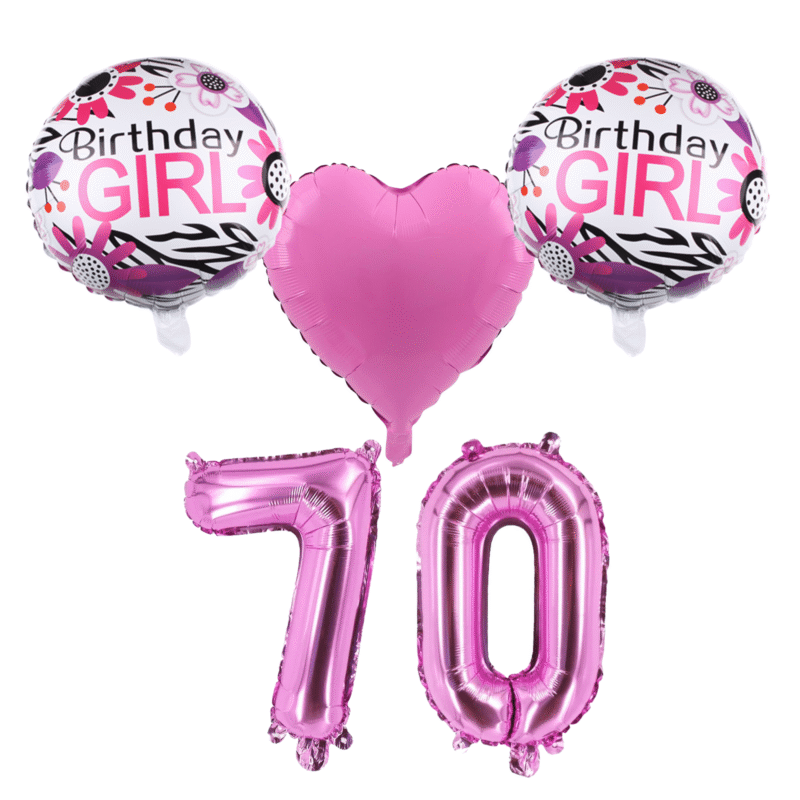 70th Birthday Girl Pink Foil Balloon Bouquet Party Decor