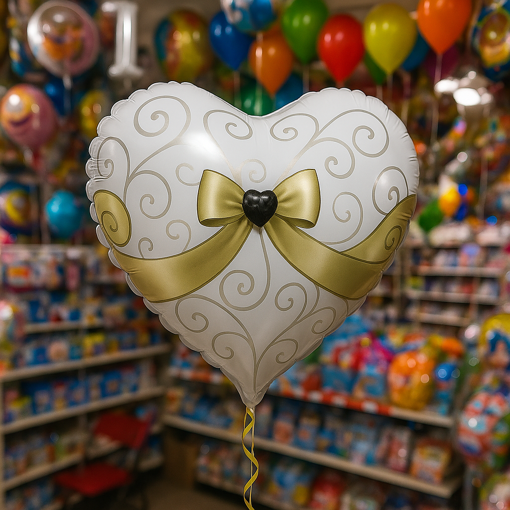 White Gold Heart Balloons 3 Pack Wedding Anniversary Party Decor balloons - Image 3