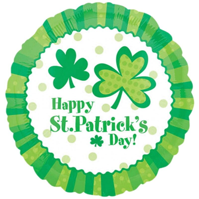 Anagram Happy St Patricks Day Shamrocks Mylar 18" Foil Balloon, Green White