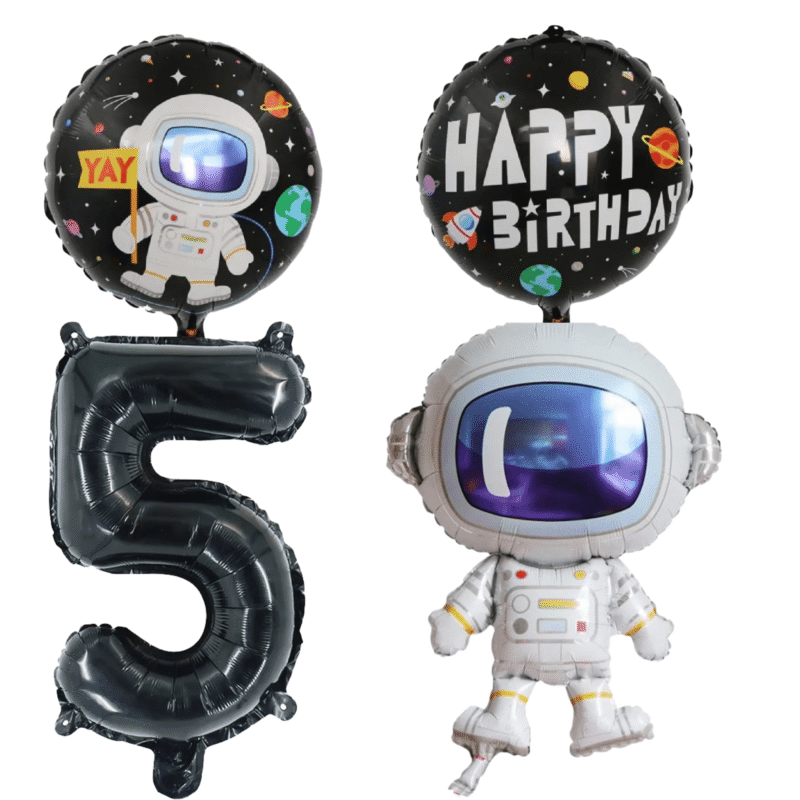Astronaut 5th Birthday Party Foil Balloons Number Set Black Silver Kids