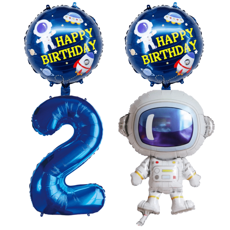 Astronaut Number 2 Birthday Party Foil Balloons Blue Silver Kids