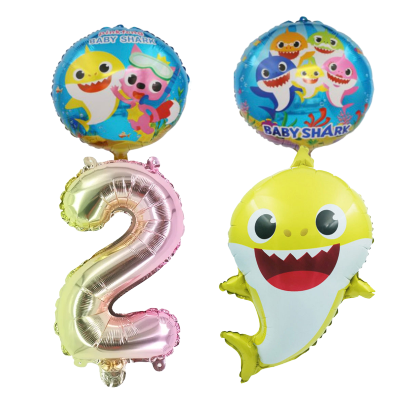 Baby Shark 2nd Birthday Foil Balloon Set Party Decor