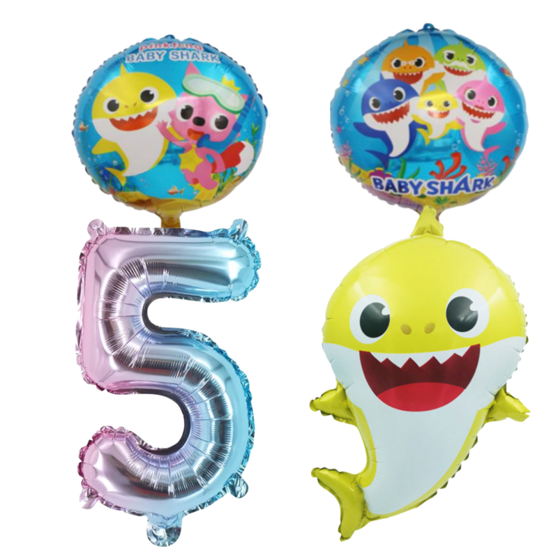 Baby Shark 5th Birthday Party Foil Balloons Number Set