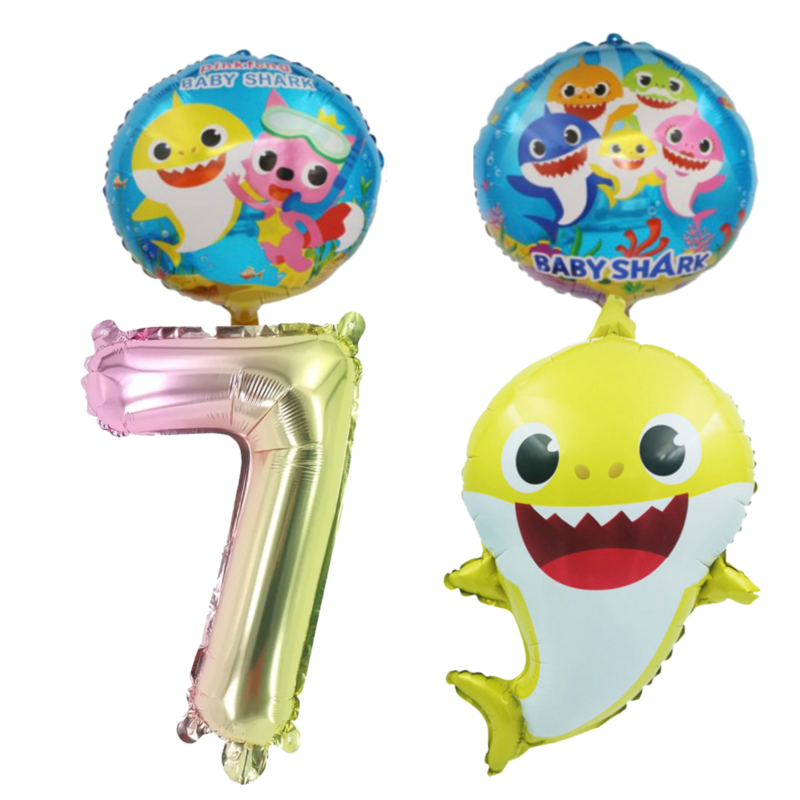 Baby Shark 7th Birthday Party Foil Balloons Number Set