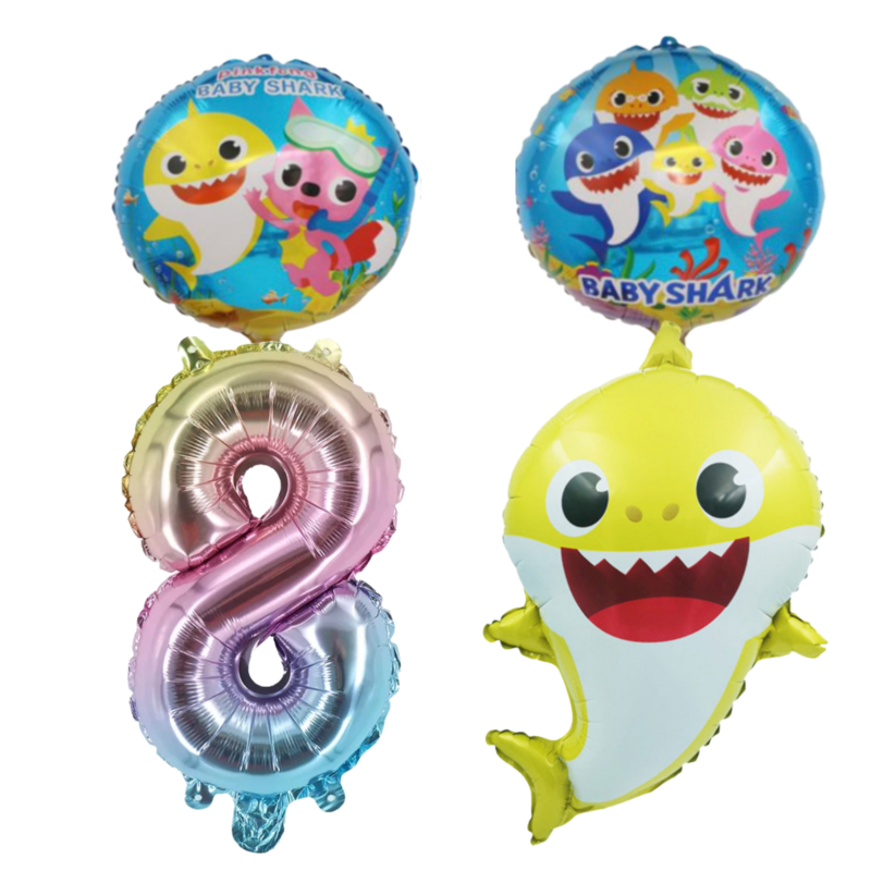 Baby Shark 8th Birthday Party Foil Balloons Number Set