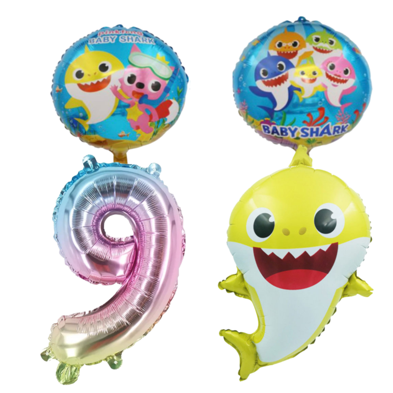 Baby Shark 9th Birthday Party Foil Balloons Number Set Kids