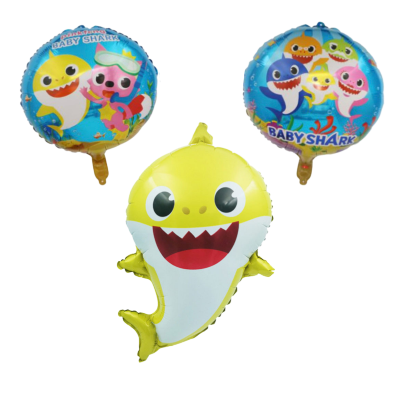 Baby Shark Party Balloons 3-Pack Foil Birthday Decor