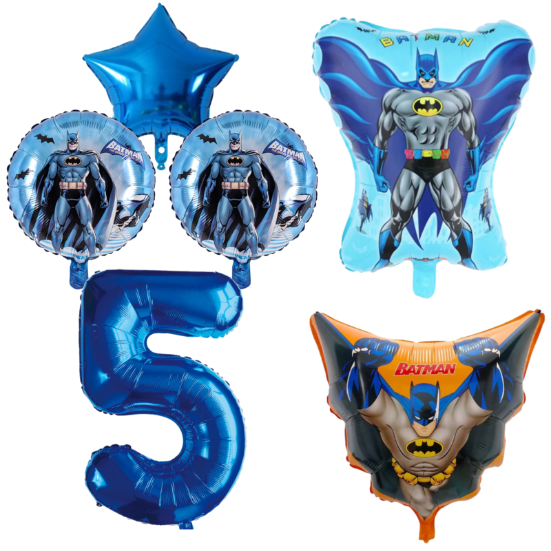 Batman 5th Birthday Party Balloons Blue Foil Set balloons