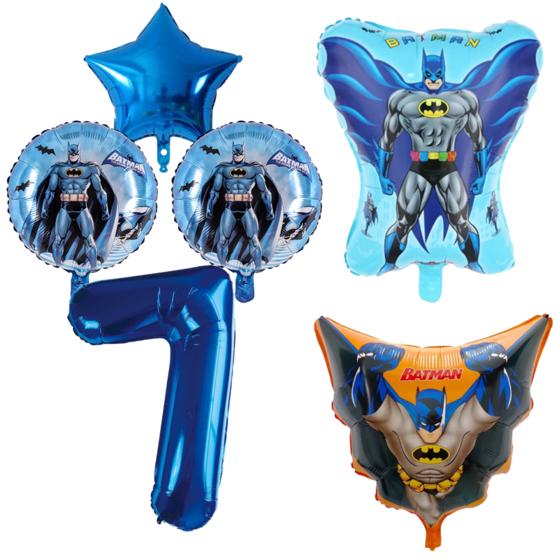 Batman 7th Birthday Party Balloons Set Blue Foil balloons