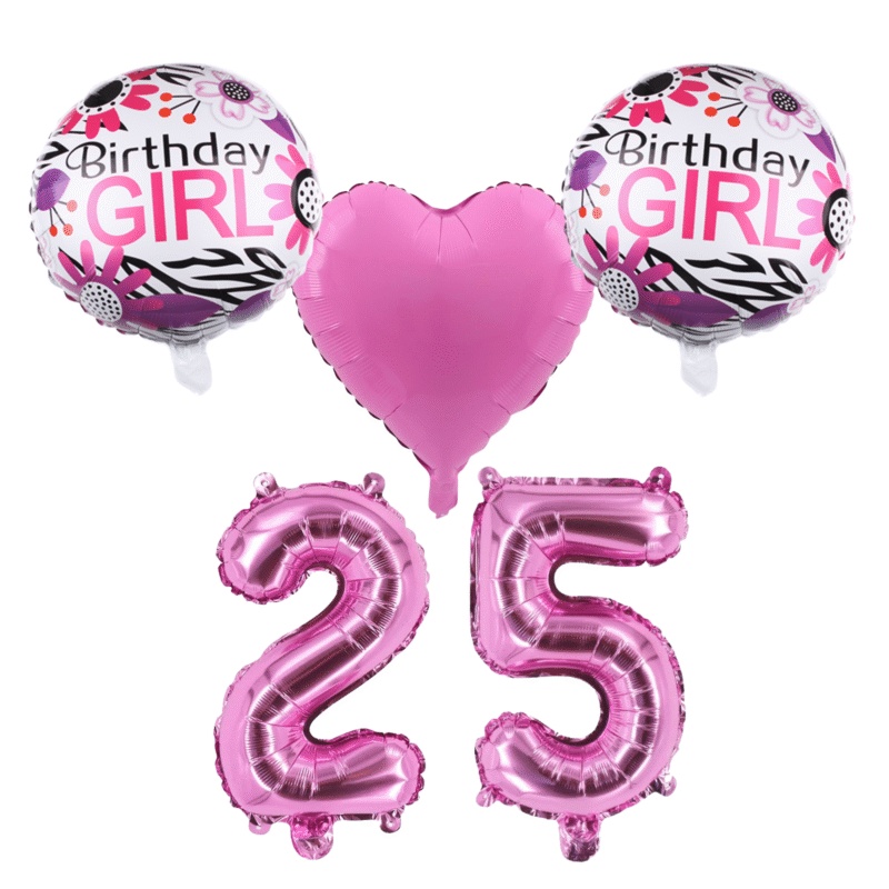 Birthday Girl Number 25 Foil Balloon Set Pink Party Decor