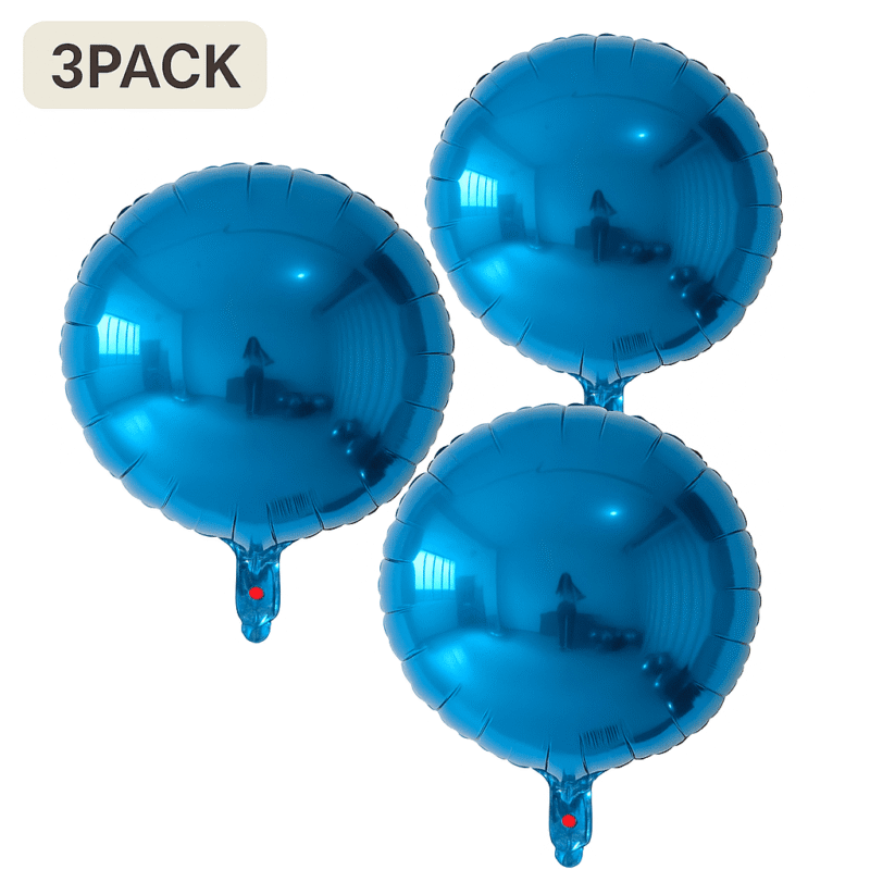 Blue Round Foil Balloons 3 Pack Party Decor Balloons