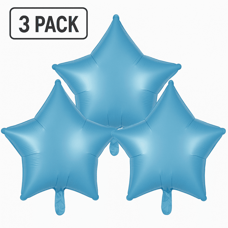 Blue Star Foil Balloons 3 Pack Party Decor Balloons