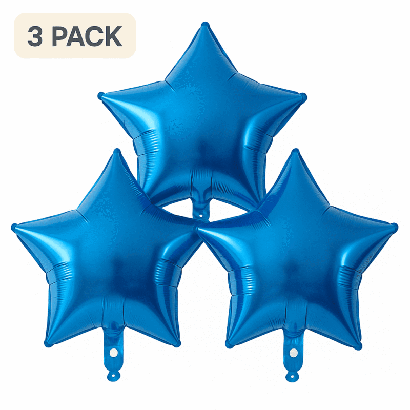 Blue Star Foil Balloons 3 Pack Party Decor Balloons