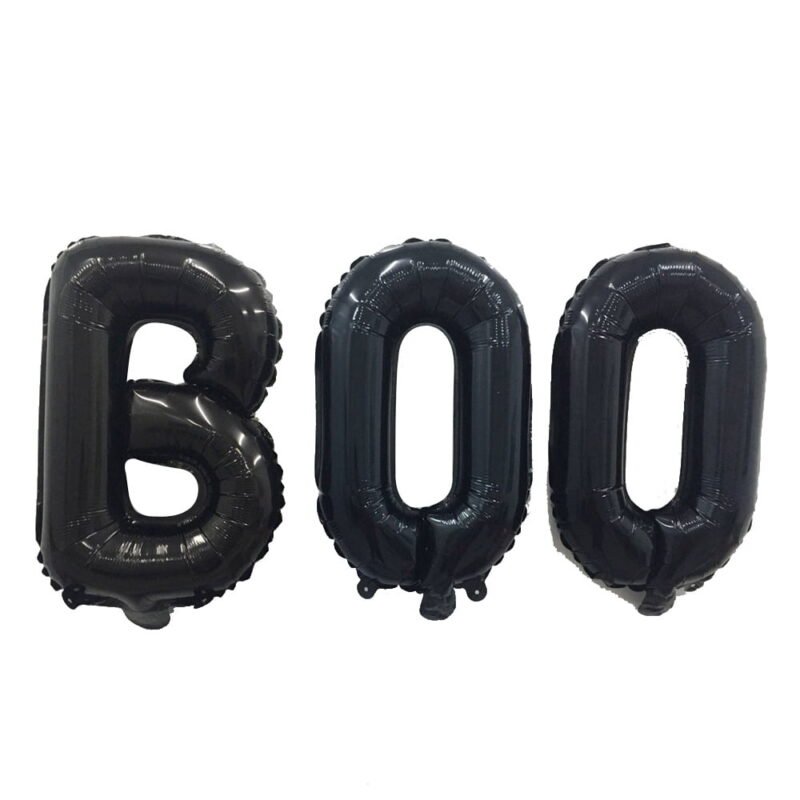 Boo Halloween Letter Balloon Black Foil Mylar Spooky Celebration Balloon