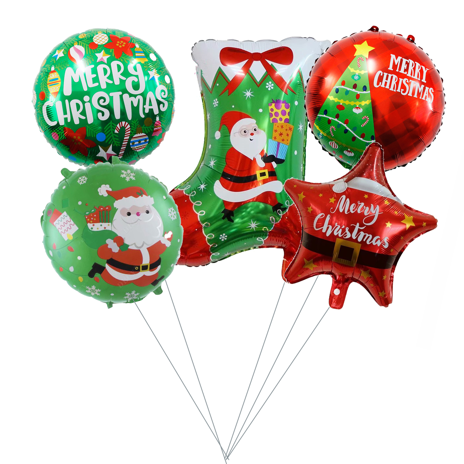 Christmas Sack Balloon Set 5 High-Quality Christmas Sack Foil Balloon Bouquet