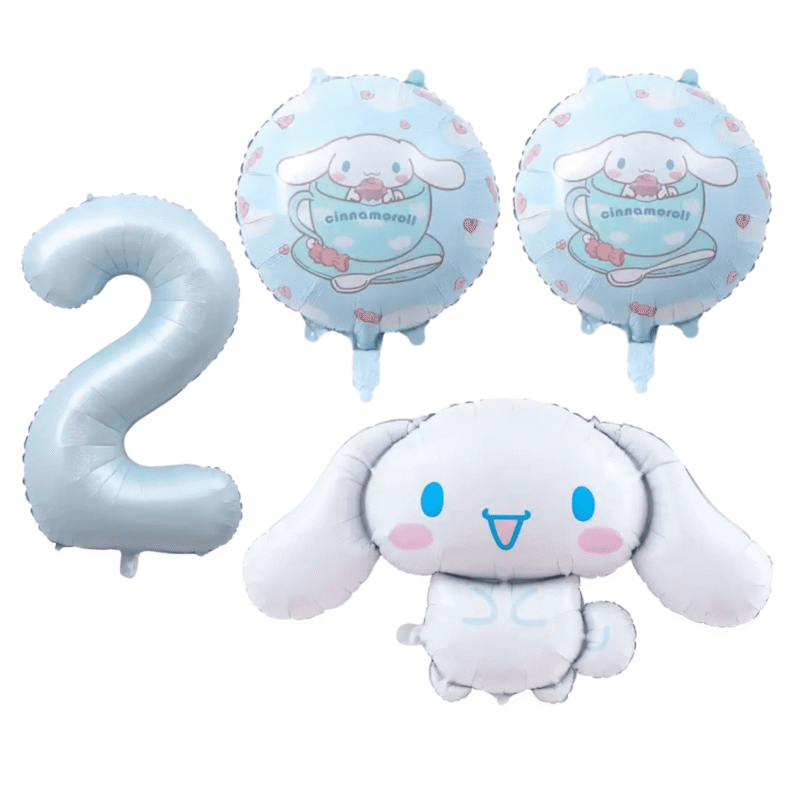 Cinnamoroll 2nd Birthday Balloons Set Light Blue White 4pc balloons