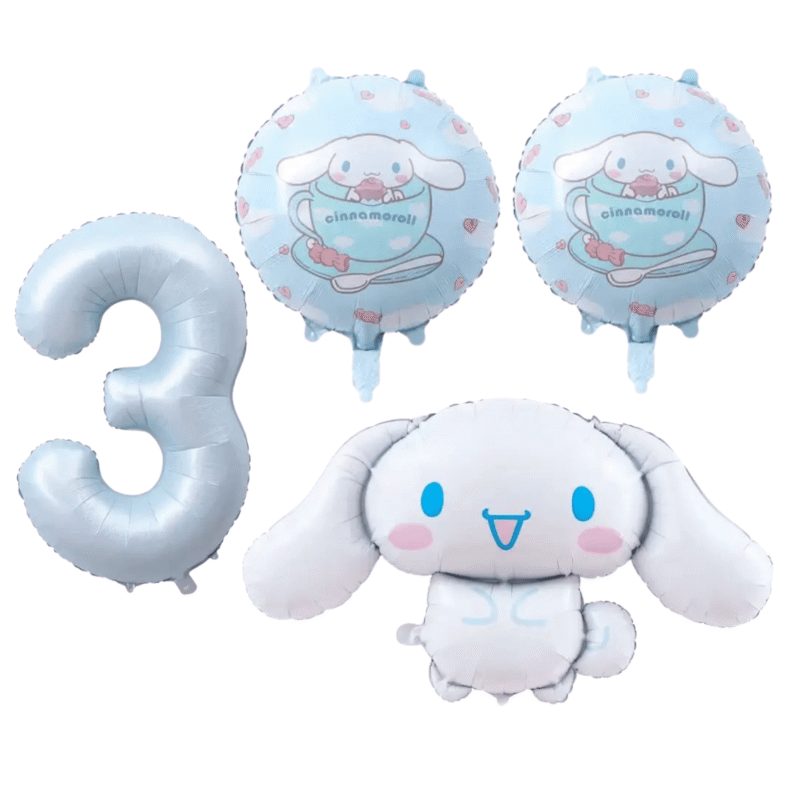 Cinnamoroll 3rd Birthday Party Balloons Set Blue White 4pc balloons