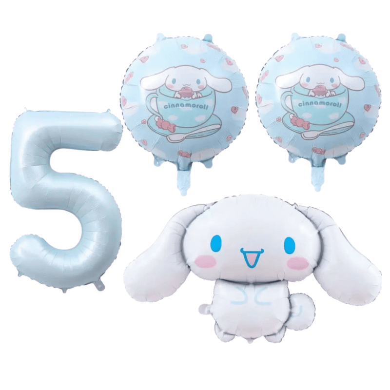 Cinnamoroll 5th Birthday Party Balloons Set Blue White 4pc balloons