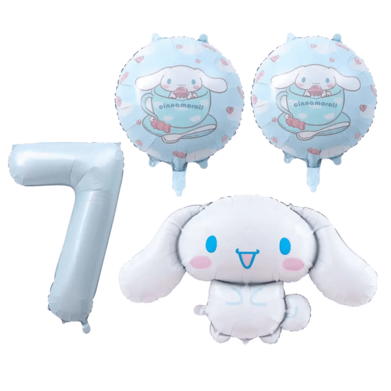 Cinnamoroll 7th Birthday Party Balloons Set Blue White Foil balloons