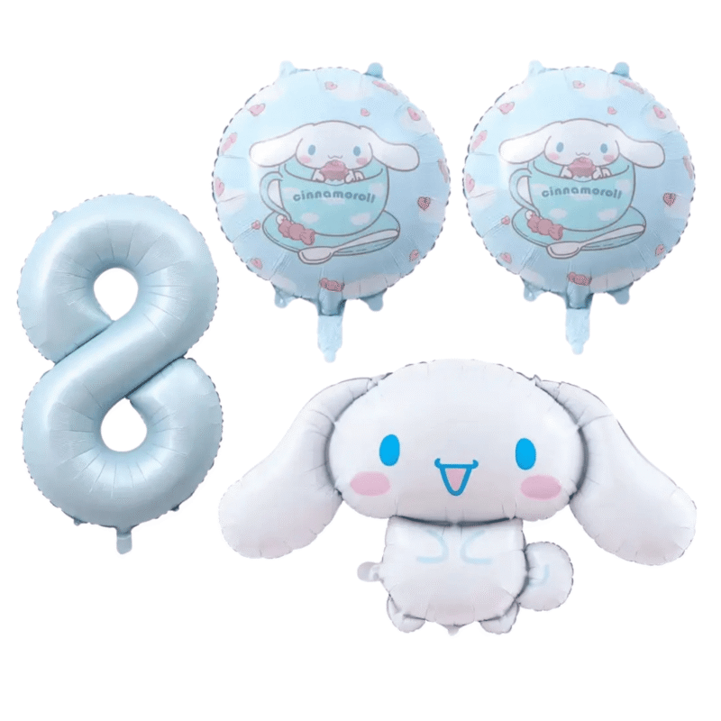 Cinnamoroll 8th Birthday Party Balloons 4pc Light Blue balloons