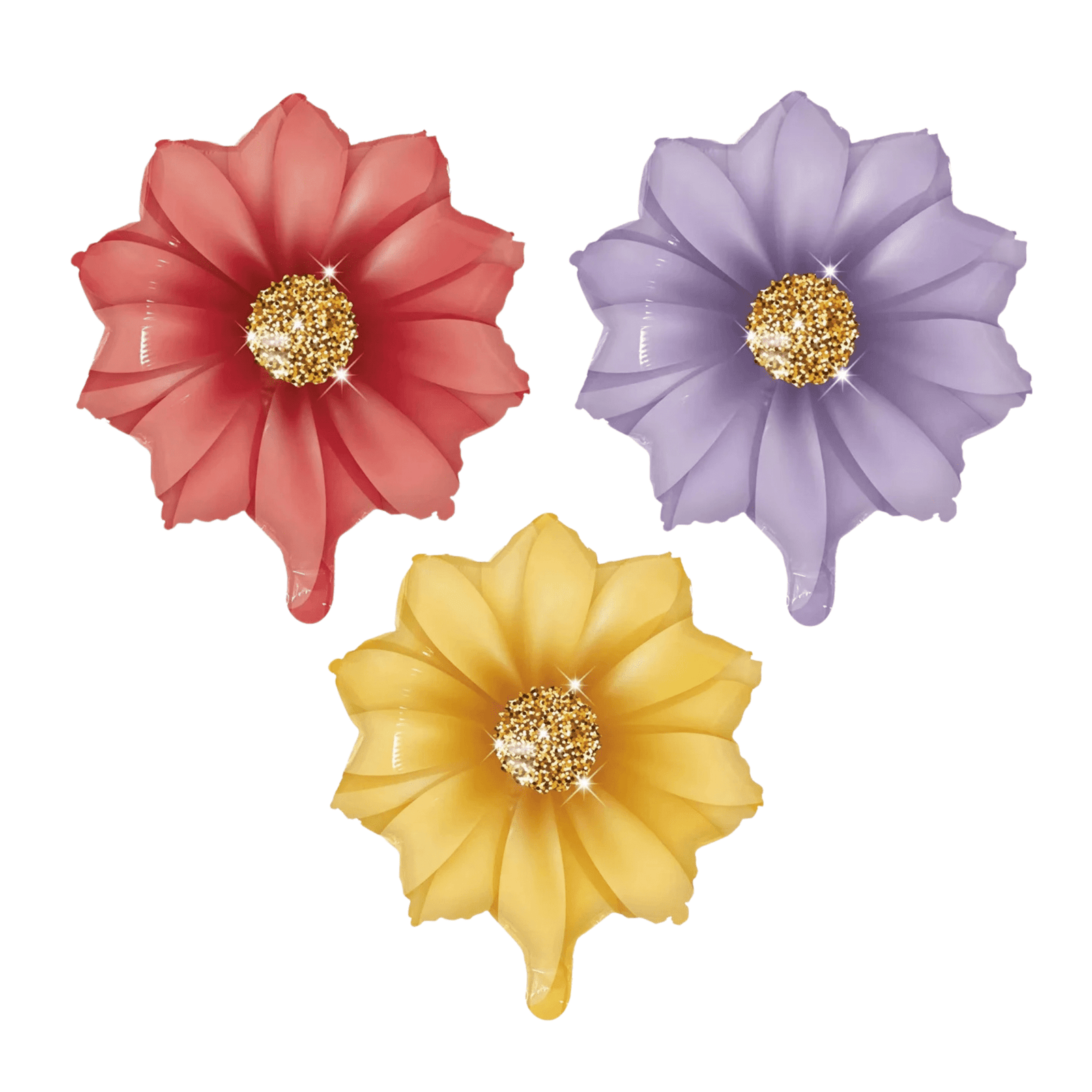 Colorful Floral Balloon Set - Pink, Purple, Yellow Flower Balloons for Parties and Decorations