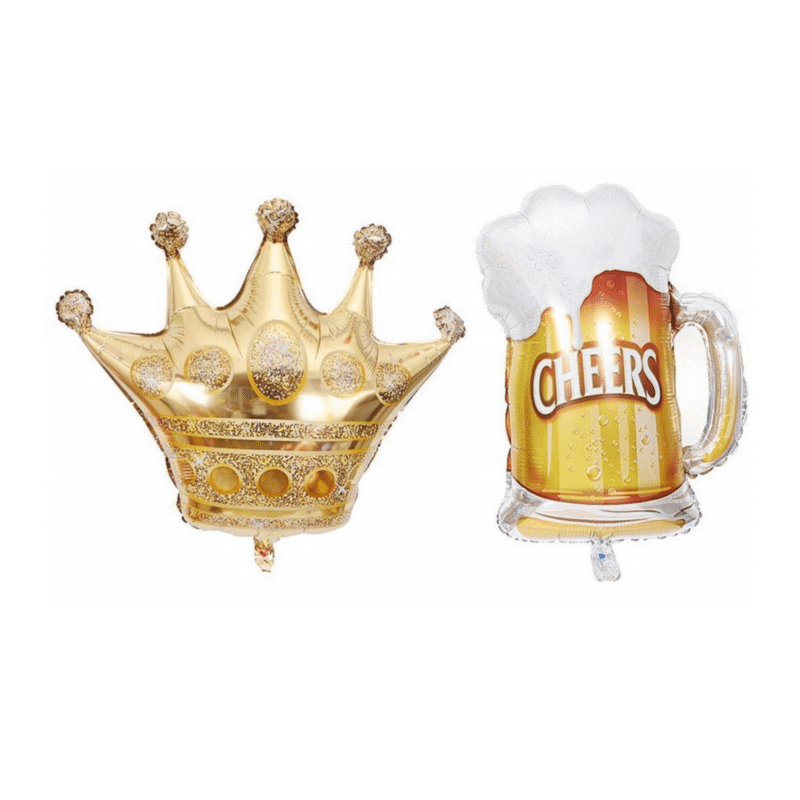 Crown and Beer Cheers Mylar Balloons for Party Decorations Birthday Celebrations