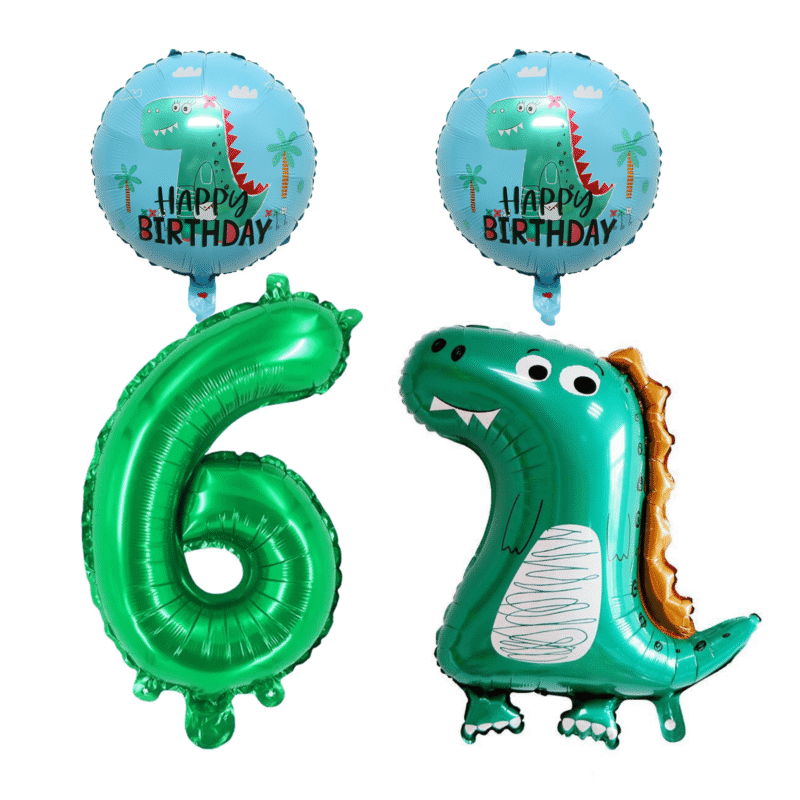 Dinosaur 6th Birthday Party Foil Balloons Green Blue Number Set