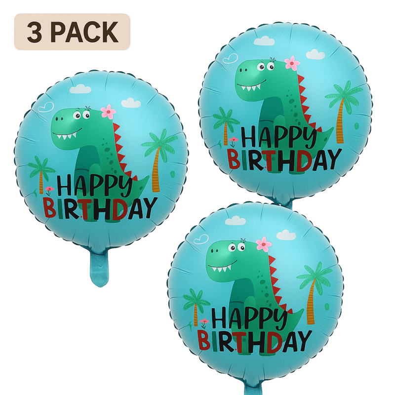 Dinosaur-Themed 18" Mylar Foil Balloon - Great for Happy Birthdays Celebrations