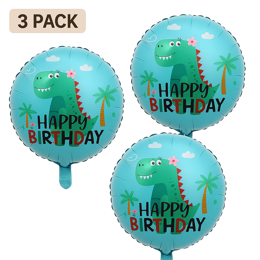 Dinosaur-Themed 18" Mylar Foil Balloon - Great for Happy Birthdays Celebrations