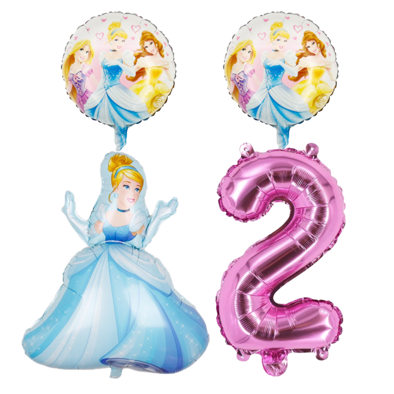 Disney Princess 2nd Birthday Foil Balloon Set Cinderella Pink Blue Girls