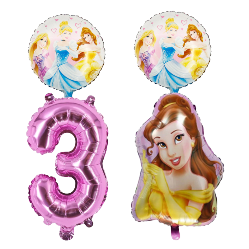 Disney Princess 3rd Birthday Foil Balloon Bouquet Belle Pink Purple Girls