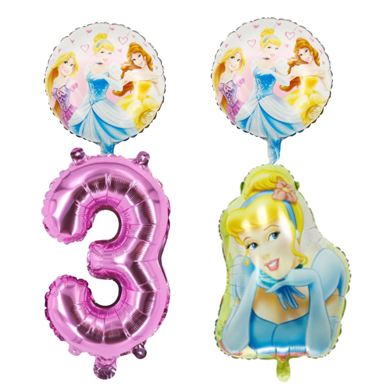 Disney Princess 3rd Birthday Foil Balloon Bouquet Cinderella Pink Blue Girls
