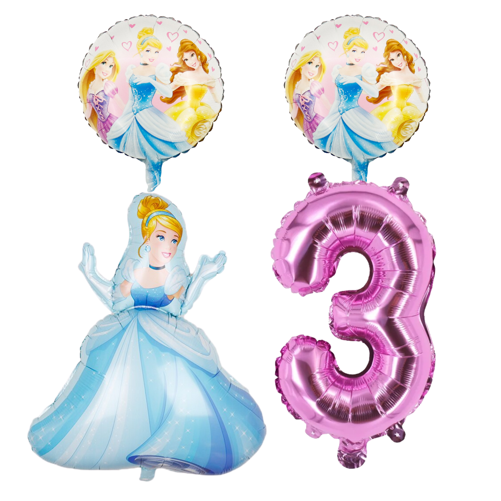 Disney Princess 3rd Birthday Party Balloons Cinderella Number 3 Foil Balloon Set